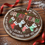 Custom Circle Glass Ornament - Personalized Christmas Birthday Gifts For Coworker, Work Bestie - Together We Make A Great Team