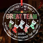 Custom Circle Glass Ornament - Personalized Christmas Birthday Gifts For Coworker, Work Bestie - Together We Make A Great Team