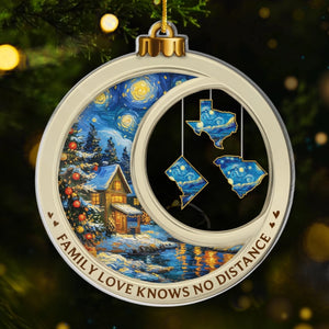 Custom Long Distance Acrylic Ornament - Personalized Christmas Birthday Gifts For Mom, Dad, Brother, Sister, Kids - Our Love Maps The Way