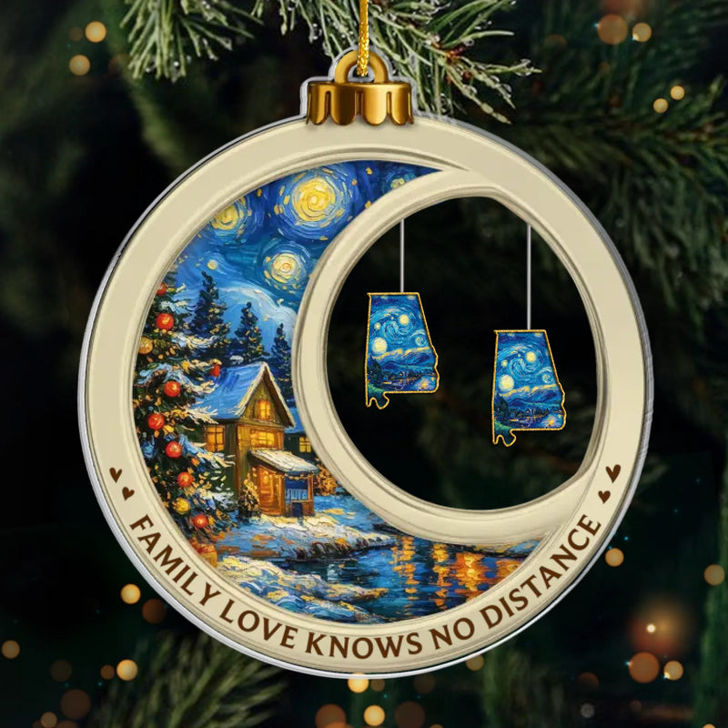 Custom Long Distance Acrylic Ornament - Personalized Christmas Birthday Gifts For Mom, Dad, Brother, Sister, Kids - Our Love Maps The Way