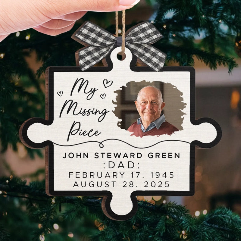Custom Photo Wood Ornament - Personalized Christmas Memorial Sympathy Gifts For Loss Of Mom, Dad - Forever In My Heart