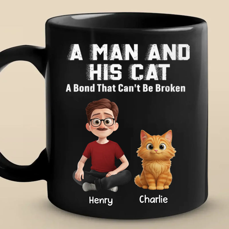 Custom Black Mug - Personalized Birthday Gifts For Cat Lovers, Cat Mom And Dad - Happiness Has Whiskers