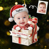 Custom Photo First Christmas Acrylic Ornament - Personalized Christmas Baby Shower, Gender Reveal Gifts For New Moms, New Dads, New Parents - Little Feet Big Blessing
