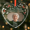 Custom Photo Heart Glass Ornament - Personalized Christmas Memorial Sympathy Gifts For Loss Of Mom, Dad - In Our Hearts At Christmas & Forever