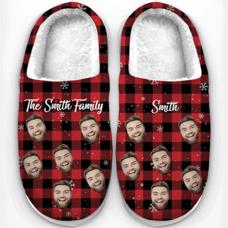 Custom Photo Make Family Time Extra Special With Warm Fluffy Footwear - Family Personalized Custom Fluffy Slippers - Christmas Gift For Family Members