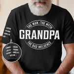 Custom Unisex T-Shirt With Design On Sleeve - Personalized Birthday Gifts For Dad, Grandpa - Legendary Mischief Instructor