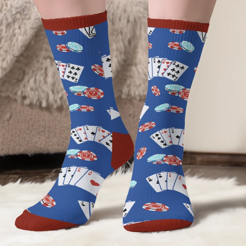 Custom Crew Socks - Personalized Christmas Birthday Poker Gifts For Poker Lovers, Sports Fans, Sports Lovers - Poker Night Champion