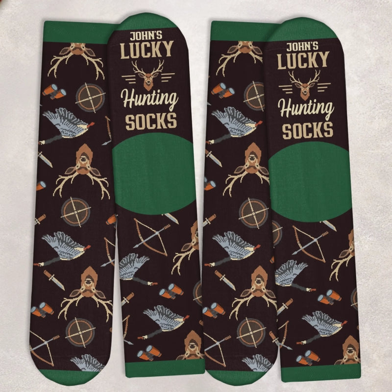 Custom Crew Socks - Personalized Christmas Birthday Hunting Gifts For Hunters - Hunting Is My Therapy