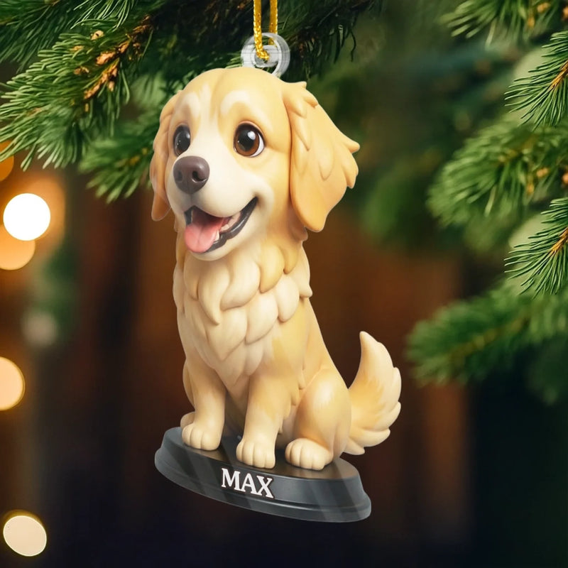 Custom Photo Golden Retriever Acrylic Ornament - Personalized Christmas Birthday Gifts For Dog Cat Lovers, Dog Dad And Mom, Cat Owners - Cuteness Overload On The Tree