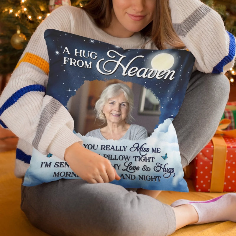Custom Photo Pillow - Personalized Christmas Memorial Sympathy Gifts For Loss Of Mom, Dad - Forever Remembered