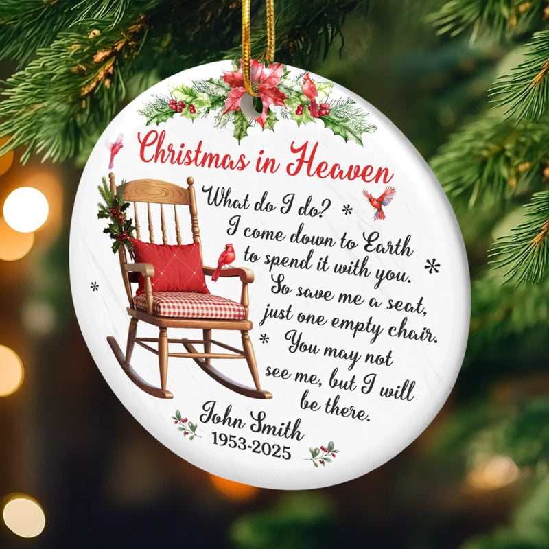 Custom Ceramic Ornament - Personalized Christmas Memorial Sympathy Gifts For Loss Of Mom, Dad - Your Spirit Shines
