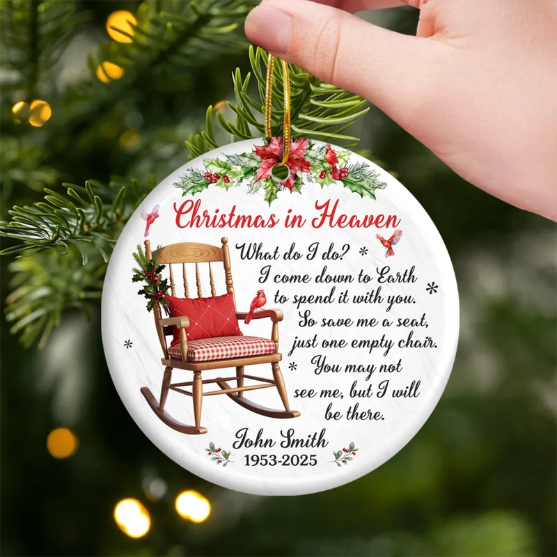 Custom Ceramic Ornament - Personalized Christmas Memorial Sympathy Gifts For Loss Of Mom, Dad - Your Spirit Shines