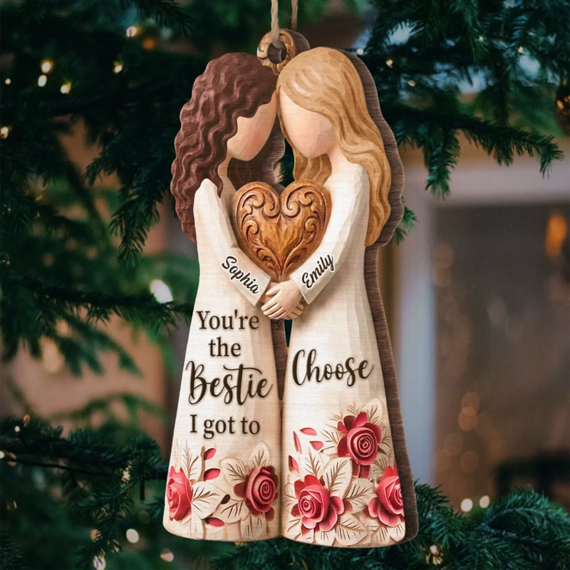 Custom Wood Ornament - Personalized Best Friend Christmas Birthday Gifts For Women, Besties, Sisters, BFF - Bright Days Ahead