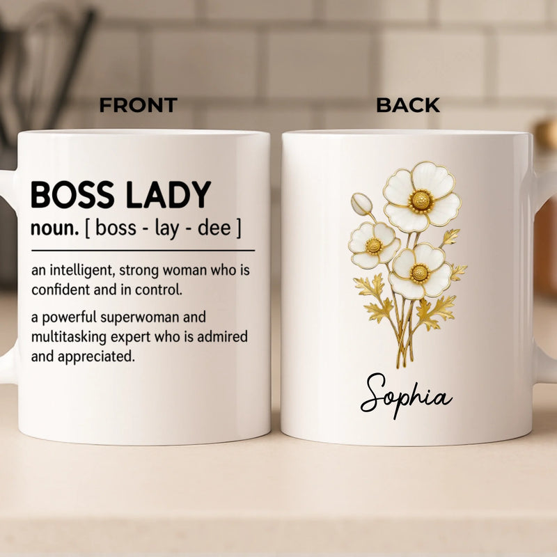 Custom Mug - Personalized Birthday Gifts For Coworker, Work Bestie, Boss - Leading Life Like A Boss Lady