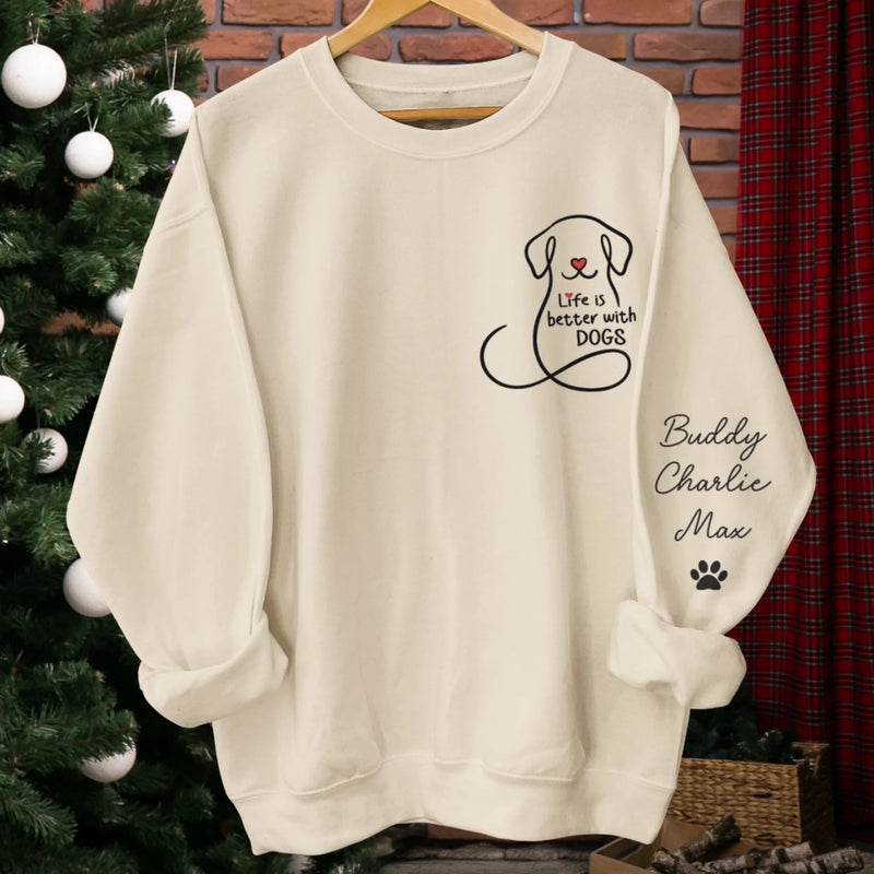 Custom Unisex Sweatshirt, Hoodie With Design On Sleeve -  Personalized Christmas Birthday Gifts For Dog Lovers, Dog Dad And Mom - My Emotional Support Squad