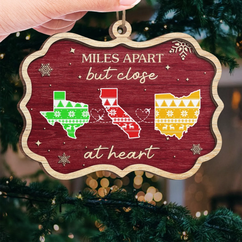 Custom Long Distance Wood Ornament - Personalized Christmas Birthday Gifts For Mom, Dad, Brother, Sister, Kids - Christmas Blessings From Afar