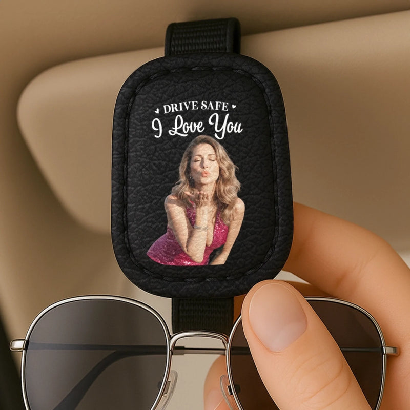 Custom Photo Leather Car Visor - Personalized Anniversary Wedding Gifts For Husband And Wife, Him And Her - Built For Love And Laughter