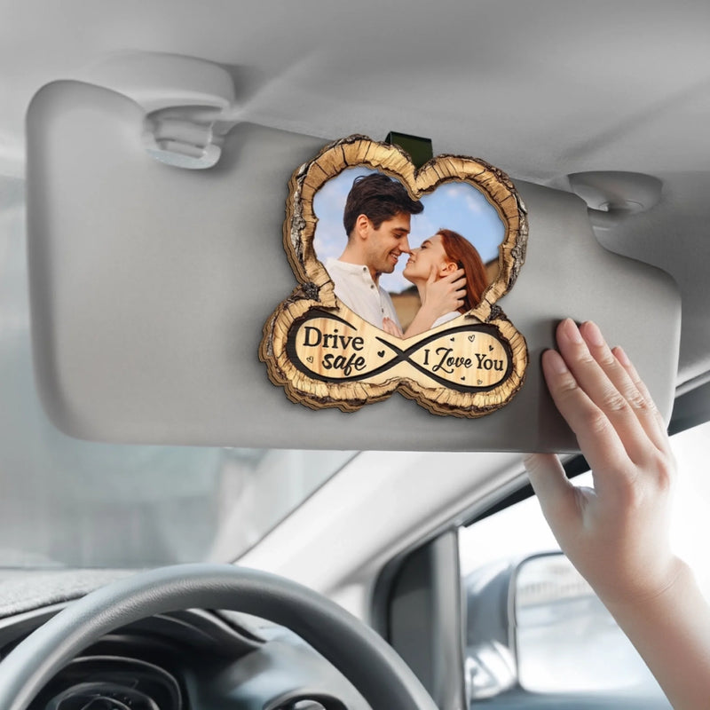 Custom Photo Car Visor Clip - Personalized Anniversary Wedding Gifts For Husband And Wife, Him And Her - You And Me Always Work