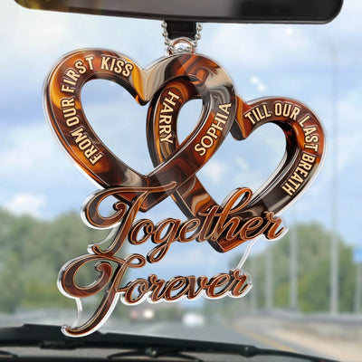 Custom Acrylic Car Ornament - Personalized Anniversary Wedding Gifts For Husband And Wife, Him And Her - Love Feels Easy With You