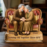 Custom Name Anniversary Gifts for Couples - Personalized Wooden Plaque With Flat Stand
