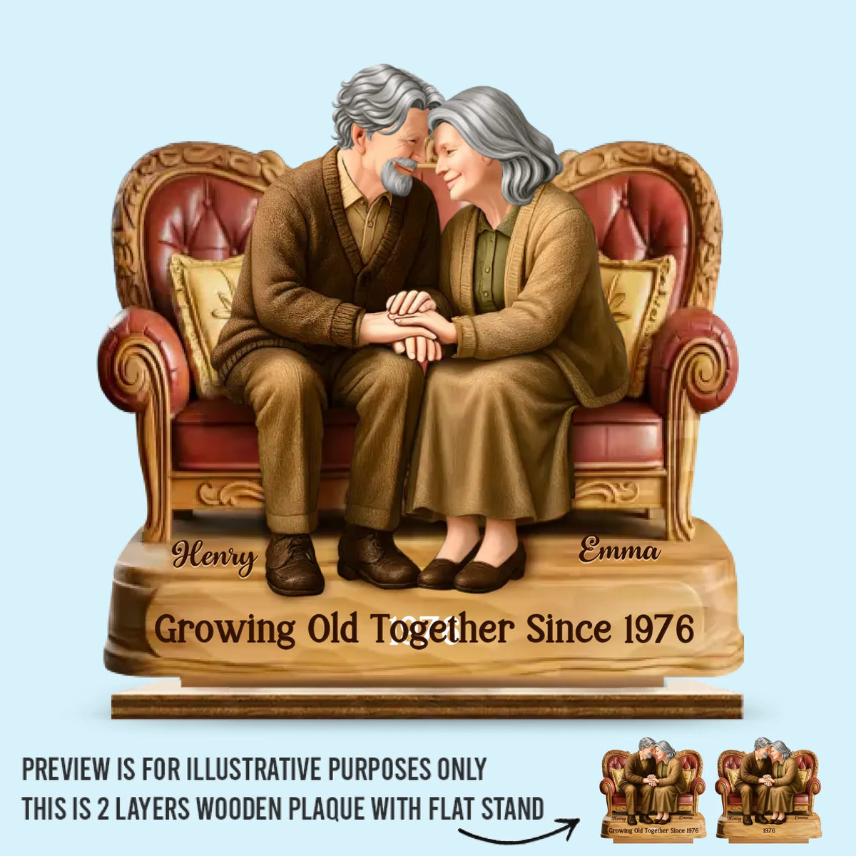 Custom 2-Layered Wooden Plaque - Personalized Anniversary Wedding Gifts For Husband And Wife, Him And Her - Life Feels Lighter With You