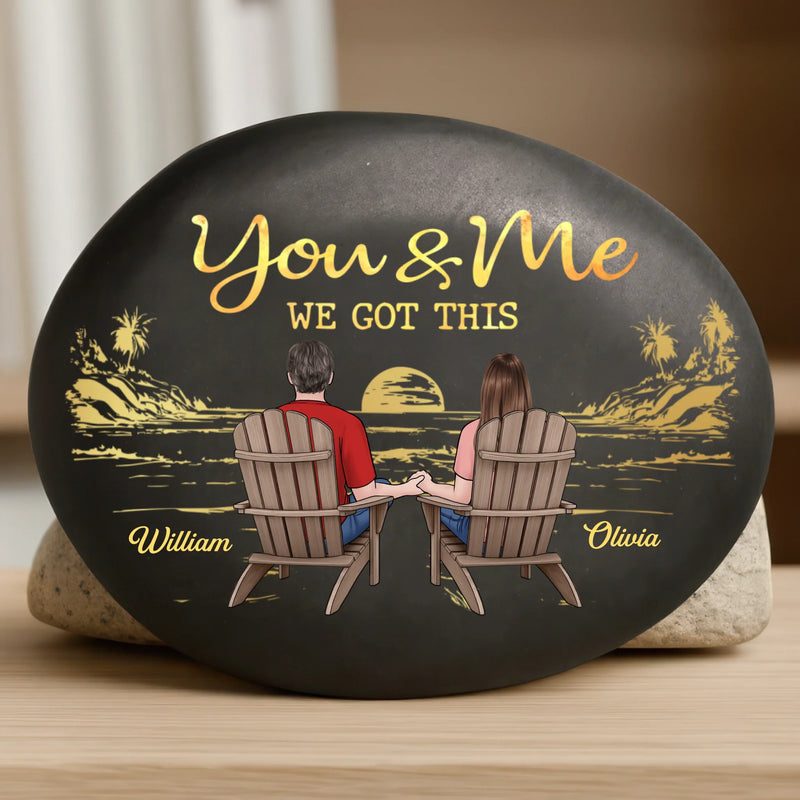 Custom Printed Rock - Personalized Anniversary Wedding Gifts For Husband And Wife, Him And Her - Through It All, We Got This