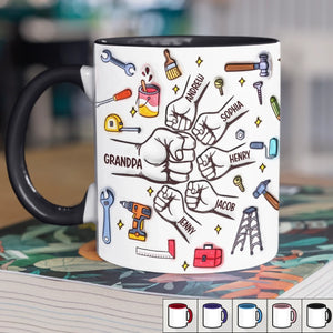 Custom Accent Mug - Personalized Birthday Gifts For Dad, Grandpa - Grandpa Loved by His Littles