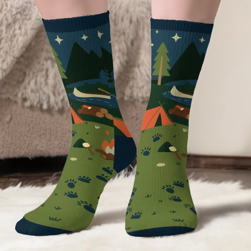 Custom Crew Socks - Personalized Birthday Camping Gifts For Campers - Camp Vibes Only