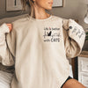 Custom Unisex Sweatshirt, Hoodie With Design On Sleeve - Personalized Christmas Birthday Gifts For Cat Lovers, Cat Mom And Dad - My Therapist Has Whiskers