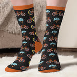 Custom Crew Socks - Personalized Birthday Cycling Gifts For Cyclists, Riders, Biking Lovers - Happiness Is A Bike Ride