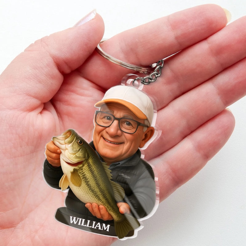 Custom Photo Shaped Acrylic Keychain - Personalized Birthday Fishing Gifts For Fisherman - Hooked On Good Days