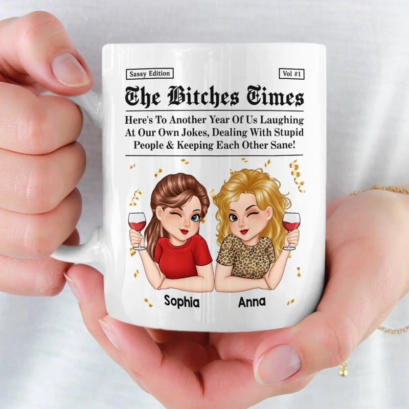 Custom Mug - Personalized Best Friend Birthday Gifts For Women, Besties, Sisters, BFF - Life Hits Better With You