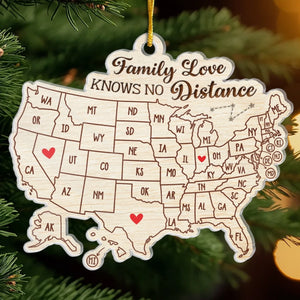 Custom Long Distance Acrylic Ornament - Personalized Christmas Birthday Gifts For Mom, Dad, Brother, Sister, Kids - Family Love Knows No Distance