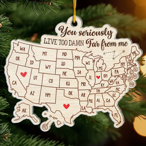 Custom Long Distance Acrylic Ornament - Personalized Best Friend Christmas Birthday Gifts For Women, Besties, Sisters, BFF - Bestie Love Knows No Distance