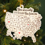 Custom Long Distance Acrylic Ornament - Personalized Best Friend Christmas Birthday Gifts For Women, Besties, Sisters, BFF - Bestie Love Knows No Distance