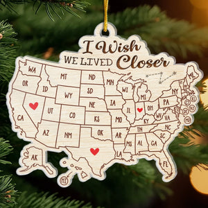 Custom Long Distance Acrylic Ornament - Personalized Best Friend Christmas Birthday Gifts For Women, Besties, Sisters, BFF - Besties Across The Miles