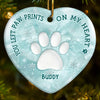 Custom Ceramic Ornament - Personalized Pet Christmas Memorial Sympathy Gifts For Dogs, Cats - Paws In Hearts Forever Loved