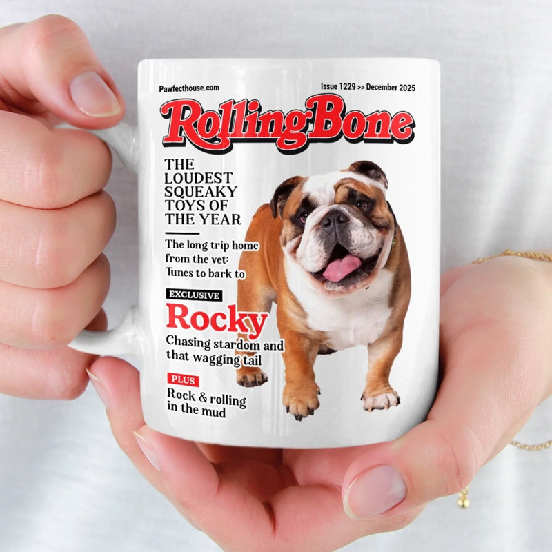 Custom Photo Magazine Mug - Personalized Birthday Gifts For Dog Lovers, Dog Dad And Mom - Smiling Because Of You