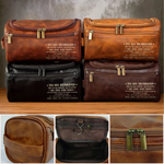 Custom Engraved Leather Toiletry Bag - Personalized Birthday Gifts For Husband - With You Life Feels Right