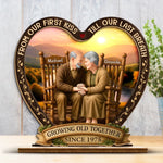 Custom Name & Year Anniversary Gifts for Couples - Personalized Wooden Plaque With Flat Stand