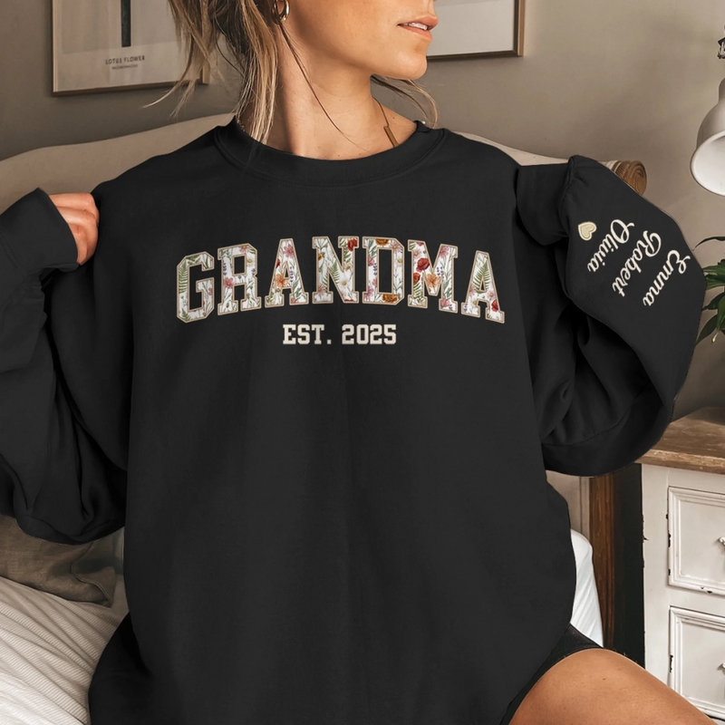 Custom Unisex Sweatshirt, Hoodie With Design On Sleeve - Personalized Birthday Gifts For Mom, Grandma - Wrapped In Your Warmth