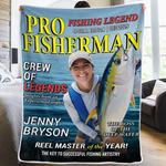 Custom Photo Magazine Blanket - Personalized Christmas Birthday Fishing Gifts For Fisherman - Masters Of The Deep