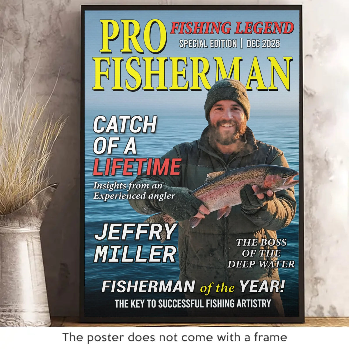 Custom Photo Magazine Vertical Poster - Personalized Christmas Birthday Fishing Gifts For Fisherman - The Legend Reels On