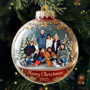 Custom Photo Acrylic Ornament - Personalized Christmas Birthday Gifts For Mom, Dad, Brother, Sister, Kids - Happiness Is Hanging Right Here