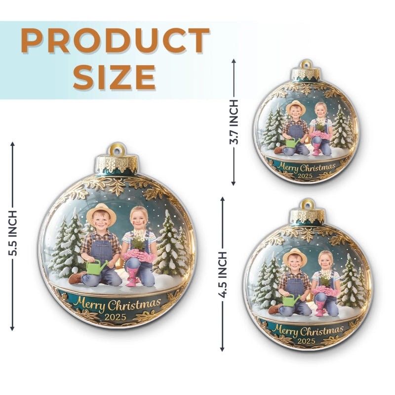 Custom Photo Acrylic Ornament - Personalized Christmas Birthday Gifts For Kids - Growing Love In A Winter Wonderland