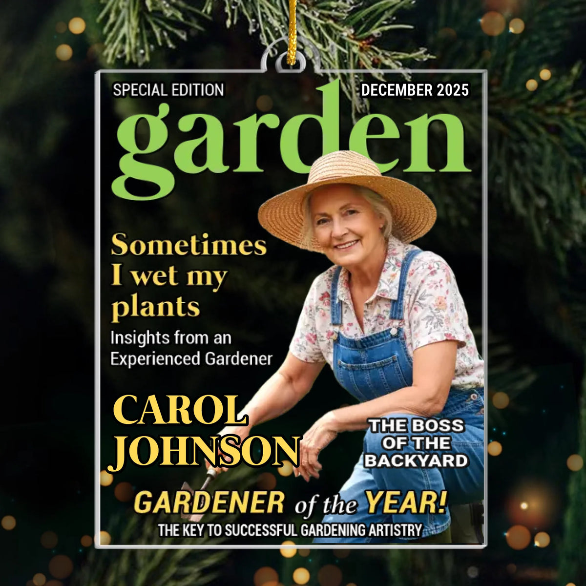 Custom Photo Magazine Acrylic Ornament - Personalized Christmas Birthday Garden Gifts For Gardeners - Official Plant Whisperer