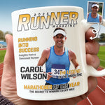 Custom Photo Magazine Mug - Personalized  Birthday Running Gifts For Running Lovers, Sports Fans, Sports Lovers - Champions Train Daily