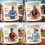 Custom Photo Magazine Mug - Personalized  Birthday Running Gifts For Running Lovers, Sports Fans, Sports Lovers - Champions Train Daily