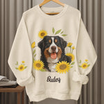 Custom Photo Unisex Sweatshirt, Hoodie With Design On Sleeve - Personalized Birthday Gifts For Dog Cat Lovers, Dog Dad And Mom, Cat Owners - Blooming With Dog Joy