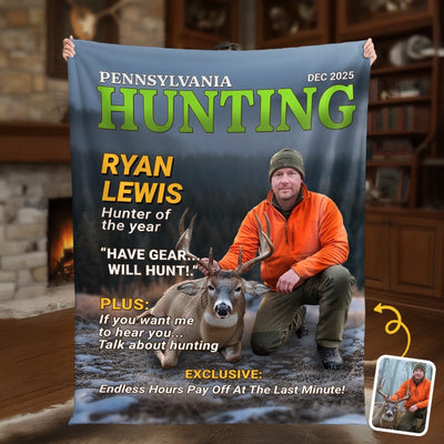 Custom Photo Magazine Blanket - Personalized Christmas Birthday Hunting Gifts For Hunters - From Camo To Forever